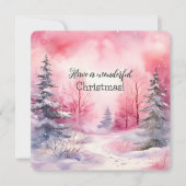 Elegante Rosa Weihnachtsbaumszene im Winter Karte (Vorderseite)