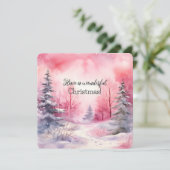 Elegante Rosa Weihnachtsbaumszene im Winter Karte (Stehend Vorderseite)