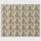 elegante rosa Weihnachtswrapping Paper Roll Geschenkpapier (Flach)