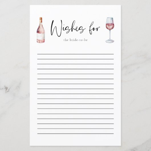 Elegante Rosa Weinempfehlung für die Bride Card (Vorderseite)