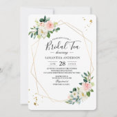 Elegante Rosa & Weiß Blume Goldfallen Einladung (Vorderseite)