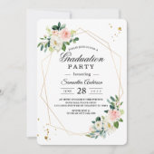 Elegante Rosa & Weiß Blume Goldfallen Einladung (Vorderseite)