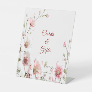 Elegante rosa weiße Blumen Tischschilder Sockelschild