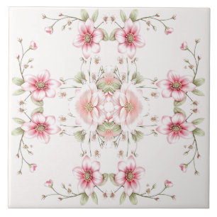 Elegante rosa weiße Blumenkeramikfliese Fliese