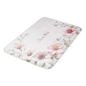 Elegante rosa weiße florale Badematte (Schrägansicht)