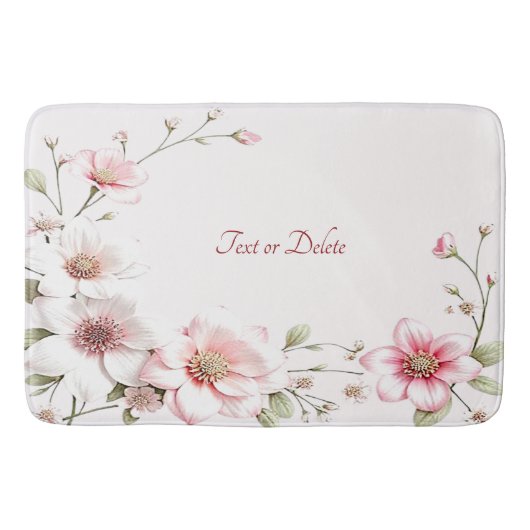 Elegante rosa weiße florale Badematte (Vorderseite)