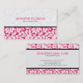 Elegante rosa, weiße, florale Damaskus Visitenkarte (Vorne/Hinten)