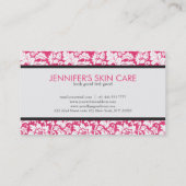 Elegante rosa, weiße, florale Damaskus Visitenkarte (Rückseite)