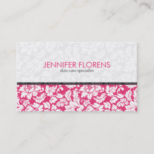Elegante rosa, weiße, florale Damaskus Visitenkarte