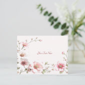 Elegante rosa weiße, florale Postkarte (Stehend Vorderseite)