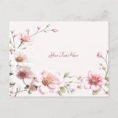 Elegante rosa weiße, florale Postkarte (Vorderseite)