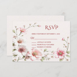 Elegante, rosa, weiße, florale RSVP-Karte RSVP Karte