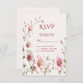 Elegante, rosa, weiße, florale RSVP-Karte RSVP Karte