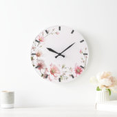 Elegante rosa weiße florale Wanduhr (Zuhause)