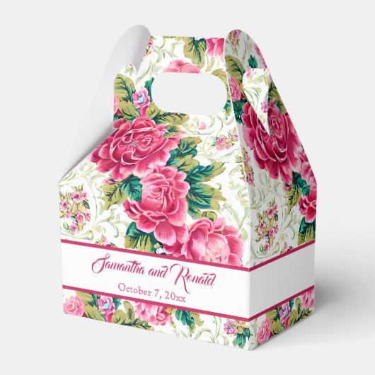 Elegante, rosa, weiße, grüne Vintage Rose Geschenkschachtel (Vorderseite)