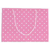Elegante rosa weiße Polka punktierte Schablone Große Geschenktüte (Rückseite)
