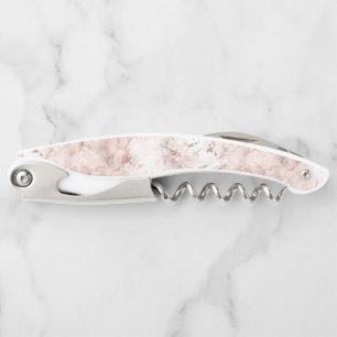 Elegante rosa weiße Rose Gold Marmor Struktur Kellnermesser