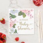 Elegante Rosa Weiße Rose Script Babydusche Serviette (Beispiel)