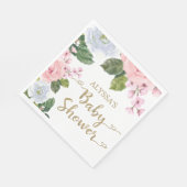Elegante Rosa Weiße Rose Script Babydusche Serviette (Ecke)