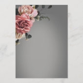 Elegante Rosa Weiße Rosen Blütengraue Hochzeit Menükarte (Rückseite)