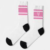 Elegante Rosa Weiße Stripe Tennis Racket Sportlich Socken (Linkes Detail)