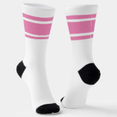 Elegante Rosa Weiße Stripe Tennis Racket Sportlich Socken (Gewinkelt)