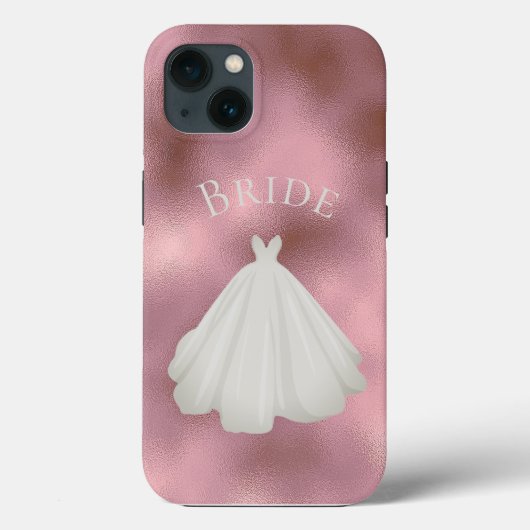 Elegante Rosa White Bride Gown Typografy Wedding  Case-Mate iPhone Hülle (Rückseite)
