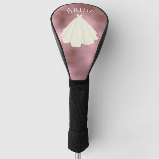 Elegante Rosa White Bride Gown Typografy Wedding Golf Headcover (Vorderseite)