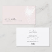 Elegante rosa White Peacock Feather Business Card Visitenkarte (Vorne/Hinten)