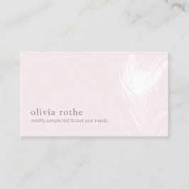 Elegante rosa White Peacock Feather Business Card Visitenkarte