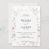 Elegante Rosa Wild-Floral Arch Wedding Einladung (Vorderseite)