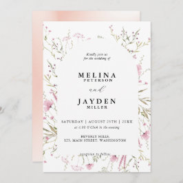 Elegante Rosa Wild-Floral Arch Wedding Einladung