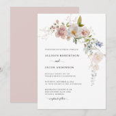 Elegante Rosa Wildblume Bloral Wedding Einladung (Vorne/Hinten)