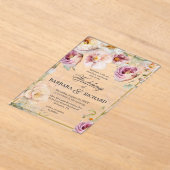 Elegante Rosa Wildblume Blumenwasser Hochzeit Acryleinladungen (Ablage )