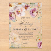 Elegante Rosa Wildblume Blumenwasser Hochzeit Acryleinladungen (Vorderseite)