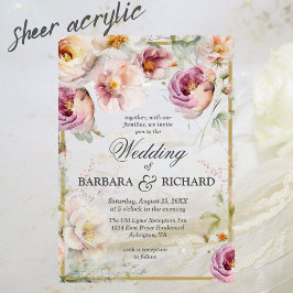 Elegante Rosa Wildblume Blumenwasser Hochzeit Acryleinladungen