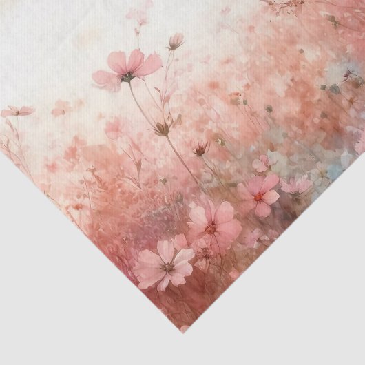 Elegante Rosa Wildblume Dekoupage Seidenpapier (Ausschnitt)