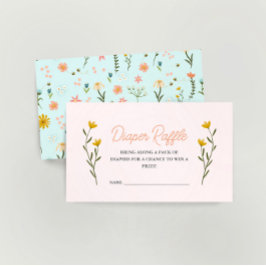 Elegante Rosa Wildblume Girls Baby Diaper Raffle Begleitkarte