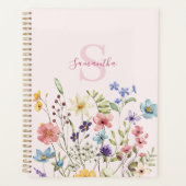Elegante rosa Wildblume Personalisiert Planer (Vorderseite)