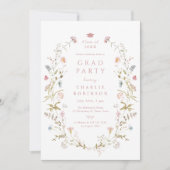 Elegante Rosa Wildblume Rustic Boho Abschluss Einladung (Vorderseite)