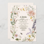 Elegante Rosa Wildblume Rustic Boho Baby Shower Einladung (Vorne/Hinten)