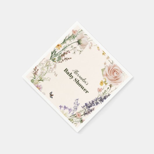 Elegante Rosa Wildblume Rustic Boho Baby Shower Serviette (Ecke)