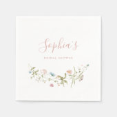 Elegante Rosa Wildblume Rustic Boho Brautparty Serviette (Vorderseite)