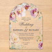 Elegante Rosa Wildblume Wasserfarbenhochzeit Acryleinladungen (Vorderseite)
