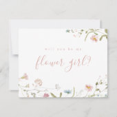 Elegante Rosa Wildblume wird meine Blume Mädchen s Einladung (Vorderseite)