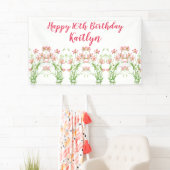Elegante Rosa Wildblumen 16. Geburtstag Persönlich Banner (Insitu)