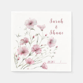 Elegante rosa Wildblumen-Botanik-Hochzeit Serviette
