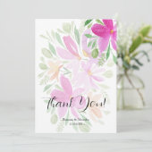 Elegante Rosa Wildblumen Dankeskarte (Stehend Vorderseite)