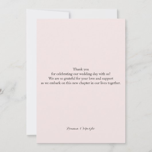 Elegante Rosa Wildblumen Dankeskarte (Rückseite)