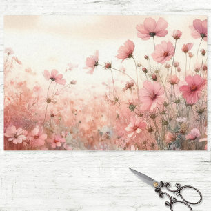 Elegante Rosa-Wildblumen-Dekoupage Seidenpapier